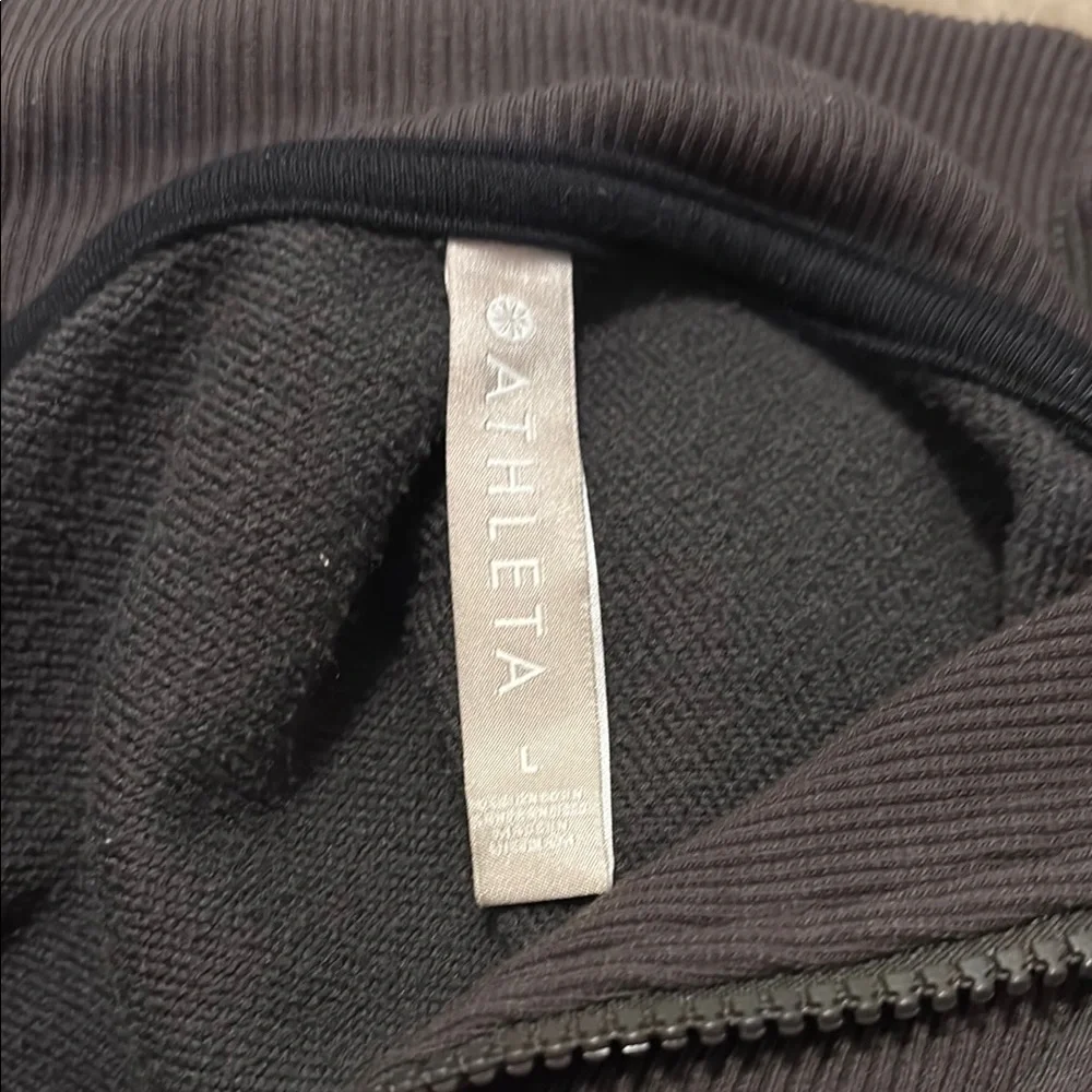 Athleta Black Ribbed Quarter-Zip Top - Picture 2 of 2